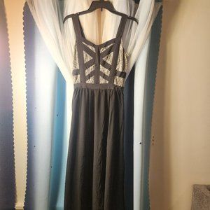Lucy Paris Long amaxi dress with a laced bust, black/cream, size  Medium